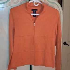 Woman Orange Zipped Sweater Jones NY Sz S